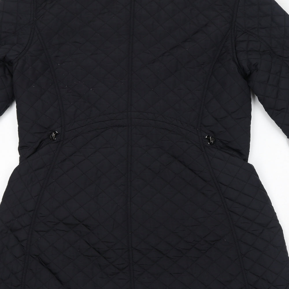 Hobbs Womens Black Quilted Coat Size 10 Zip