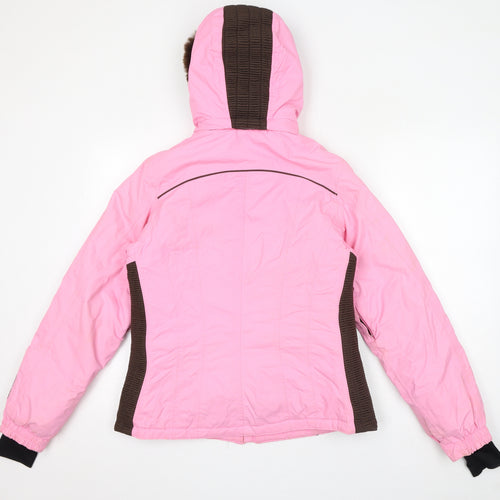 BRG Womens Pink Ski Jacket Jacket Size 14 Zip - Faux Fur Hood