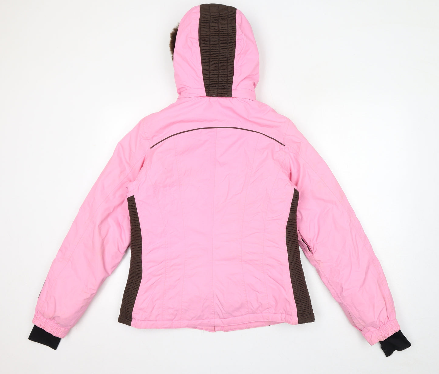 BRG Womens Pink Ski Jacket Jacket Size 14 Zip - Faux Fur Hood