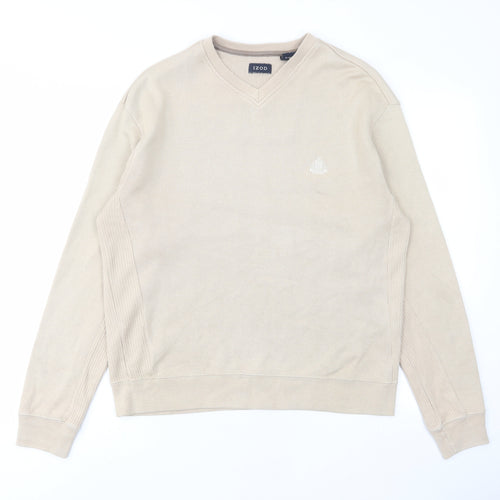 IZOD Mens Beige Cotton Pullover Sweatshirt Size S - Embroided, Logo