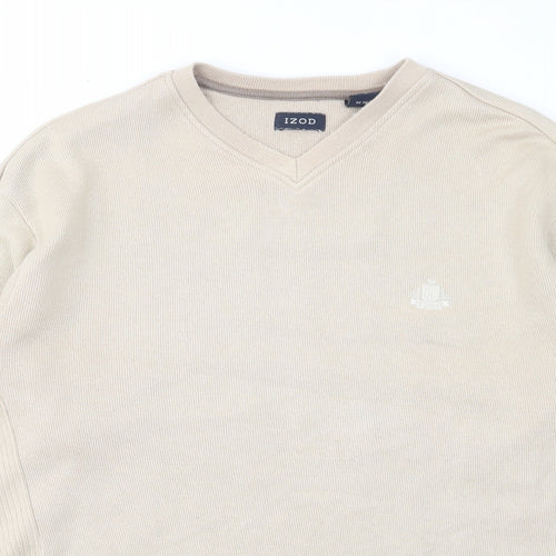 IZOD Mens Beige Cotton Pullover Sweatshirt Size S - Embroided, Logo