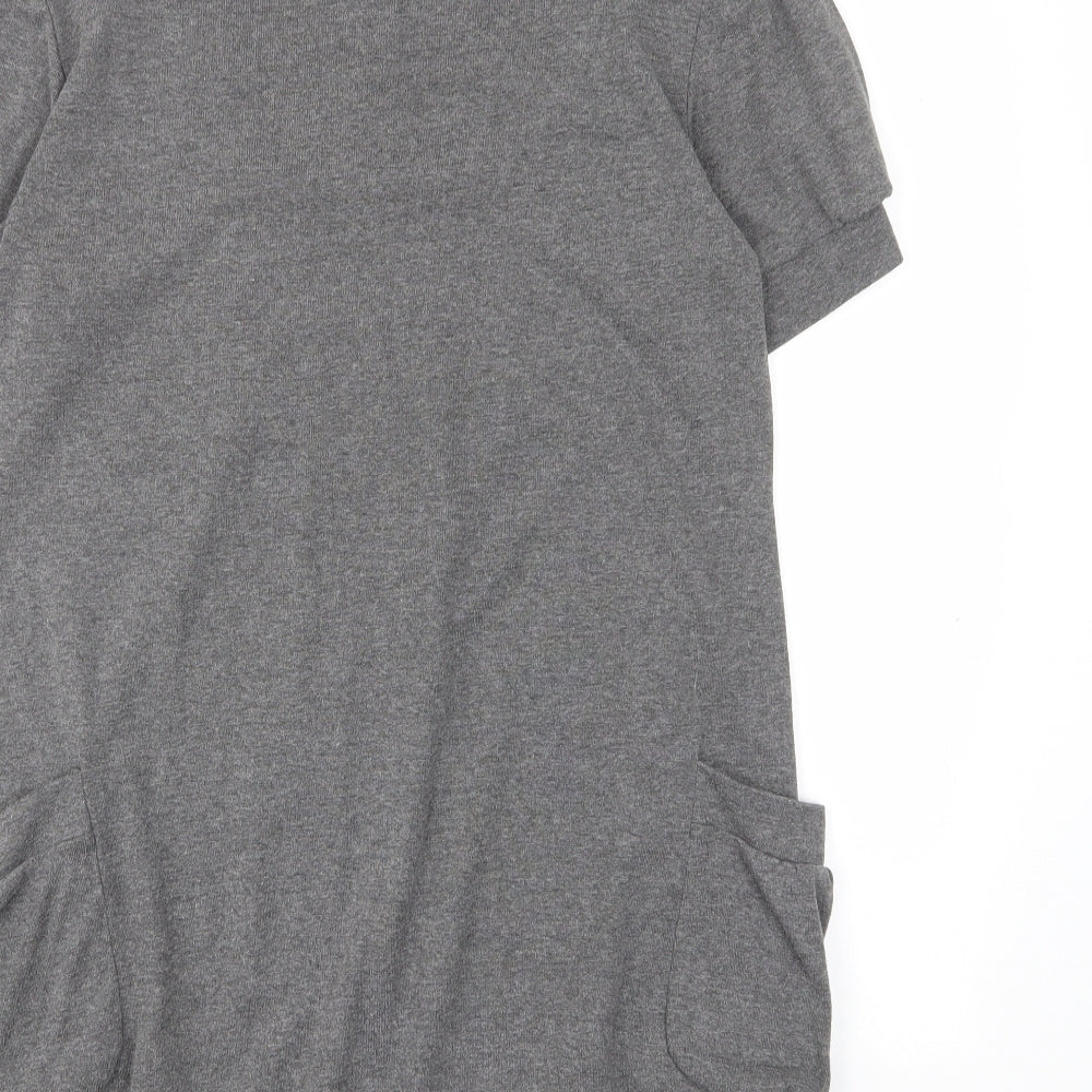 Apricot Womens Grey Polyester A-Line Size S Roll Neck Pullover - Pockets, Pleated, Buttons