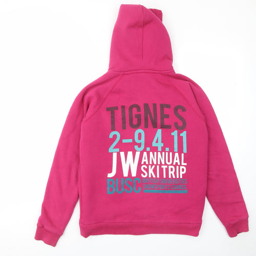 Jack Wills Womens Pink Cotton Full Zip Hoodie Size 12 Zip - Logo, Lined, Pockets