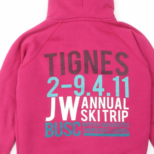 Jack Wills Womens Pink Cotton Full Zip Hoodie Size 12 Zip - Logo, Lined, Pockets