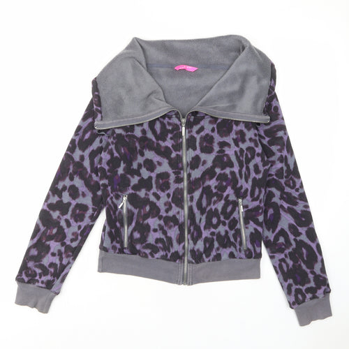 Marks and Spencer Womens Pink Animal Print Cotton Full Zip Sweatshirt Size 10 Zip - Zip Pockets, Fleece Lined