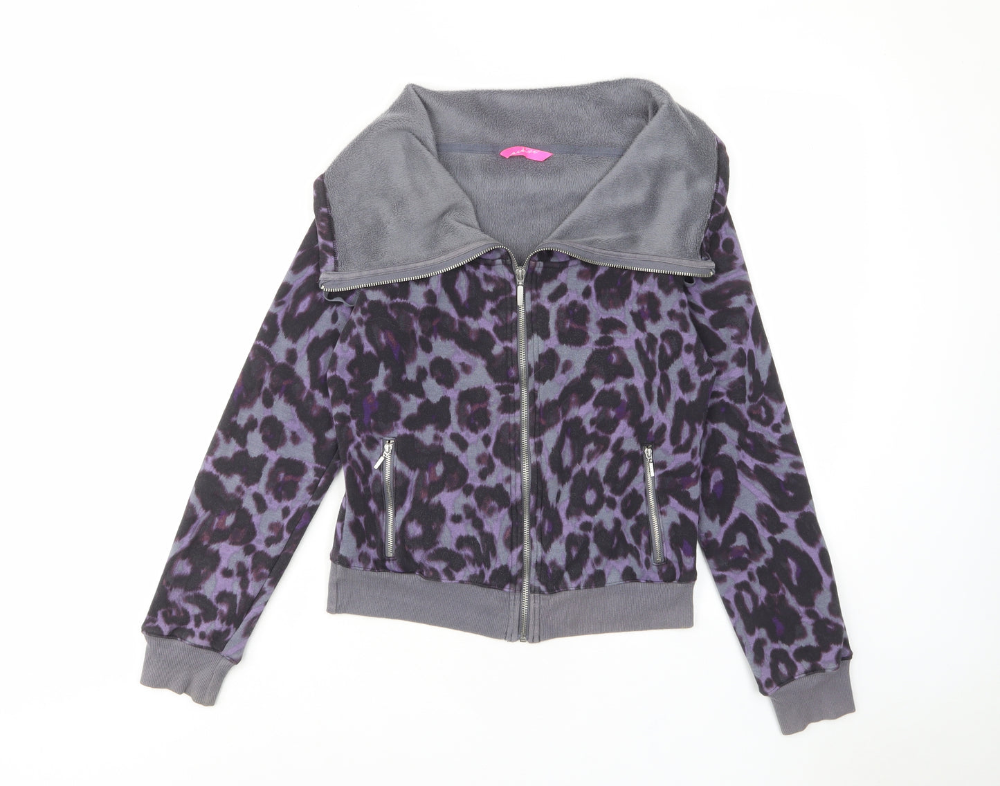 Marks and Spencer Womens Pink Animal Print Cotton Full Zip Sweatshirt Size 10 Zip - Zip Pockets, Fleece Lined