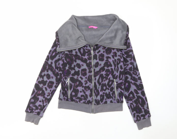 Marks and Spencer Womens Pink Animal Print Cotton Full Zip Sweatshirt Size 10 Zip - Zip Pockets, Fleece Lined