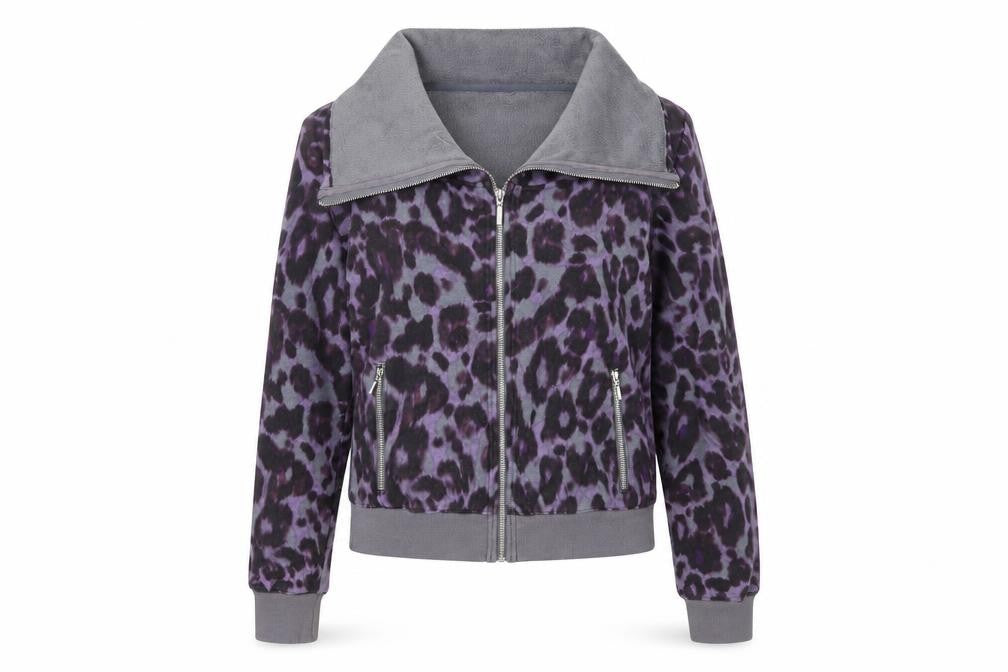 Marks and Spencer Womens Pink Animal Print Cotton Full Zip Sweatshirt Size 10 Zip - Zip Pockets, Fleece Lined