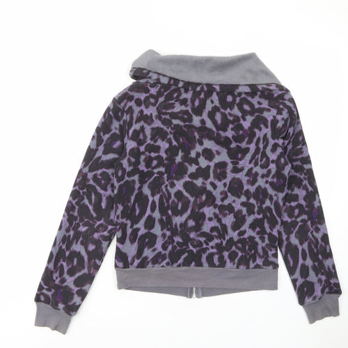 Marks and Spencer Womens Pink Animal Print Cotton Full Zip Sweatshirt Size 10 Zip - Zip Pockets, Fleece Lined