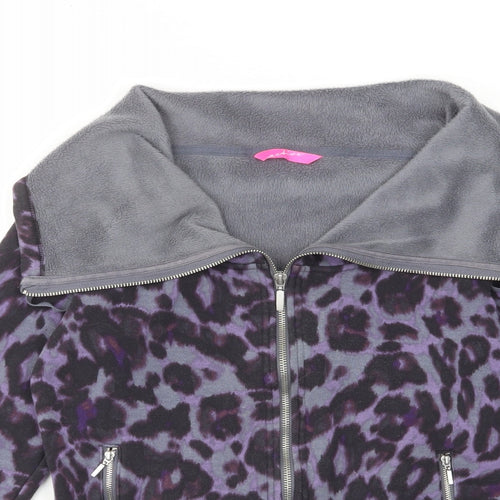 Marks and Spencer Womens Pink Animal Print Cotton Full Zip Sweatshirt Size 10 Zip - Zip Pockets, Fleece Lined