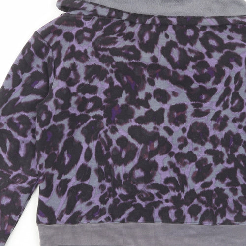 Marks and Spencer Womens Pink Animal Print Cotton Full Zip Sweatshirt Size 10 Zip - Zip Pockets, Fleece Lined