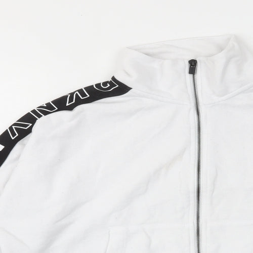 DKNY Womens White Cotton Pullover Sweatshirt Size M Zip - Logo, Embroided