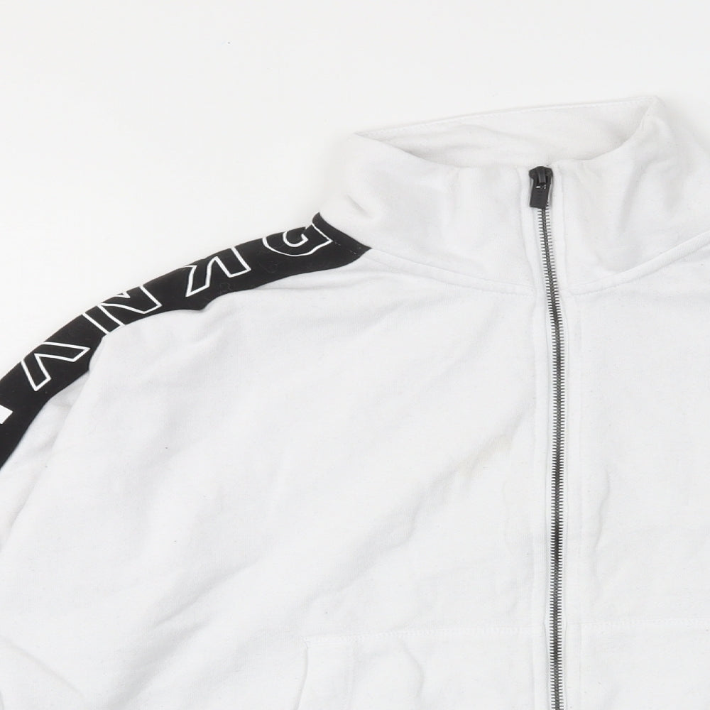 DKNY Womens White Cotton Pullover Sweatshirt Size M Zip - Logo, Embroided