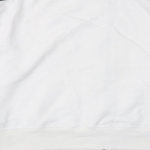 DKNY Womens White Cotton Pullover Sweatshirt Size M Zip - Logo, Embroided