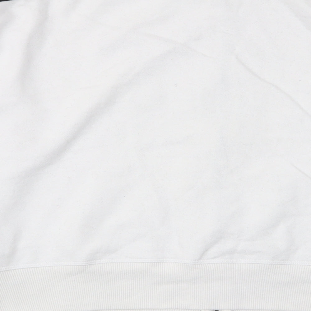 DKNY Womens White Cotton Pullover Sweatshirt Size M Zip - Logo, Embroided