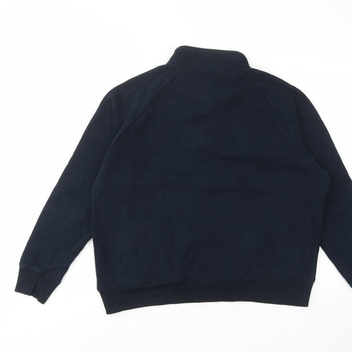 Marks and Spencer Mens Blue Cotton Pullover Sweatshirt Size L - 1/2 Zip, Pockets