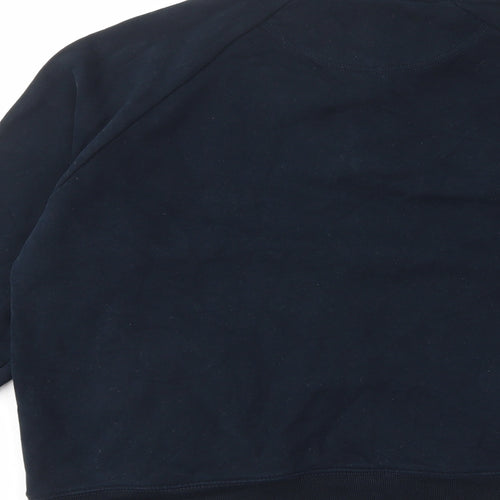Marks and Spencer Mens Blue Cotton Pullover Sweatshirt Size L - 1/2 Zip, Pockets