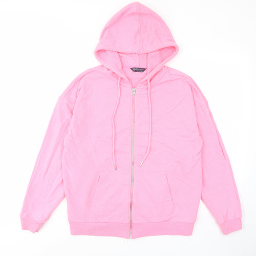 Marks and Spencer Womens Pink Cotton Full Zip Hoodie Size 10 Zip - Pockets