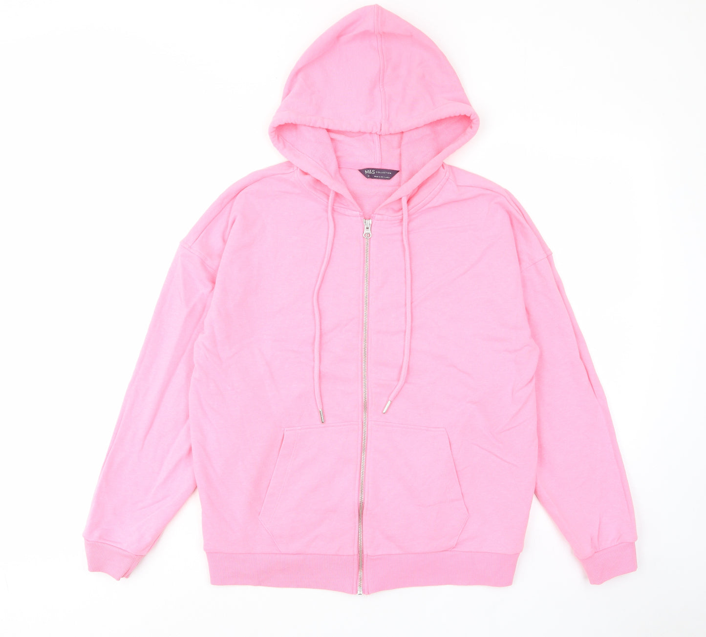 Marks and Spencer Womens Pink Cotton Full Zip Hoodie Size 10 Zip - Pockets