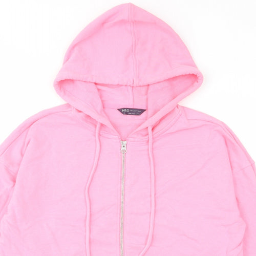 Marks and Spencer Womens Pink Cotton Full Zip Hoodie Size 10 Zip - Pockets