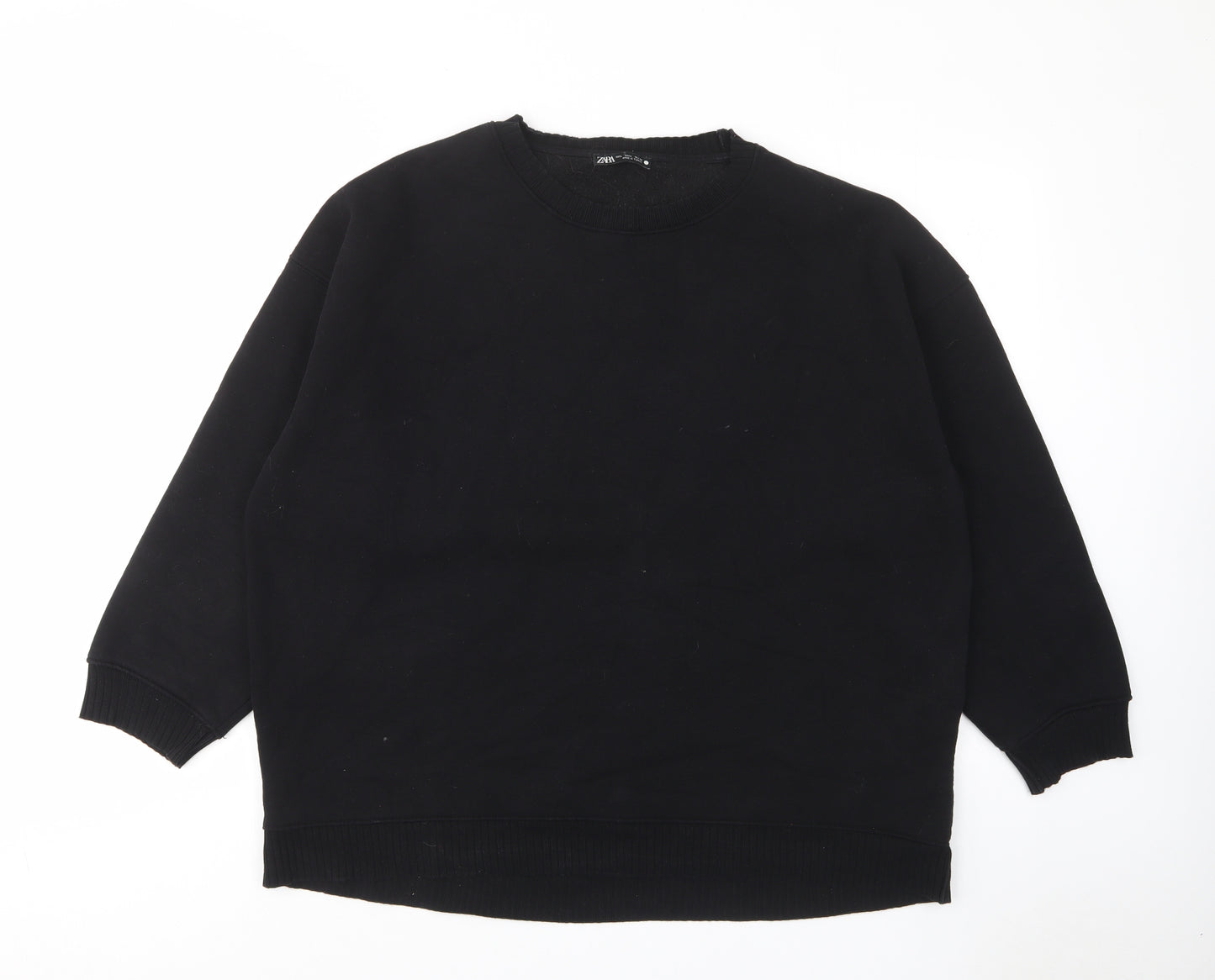 Zara Womens Black Cotton Pullover Sweatshirt Size L Pullover