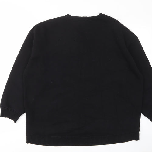 Zara Womens Black Cotton Pullover Sweatshirt Size L Pullover