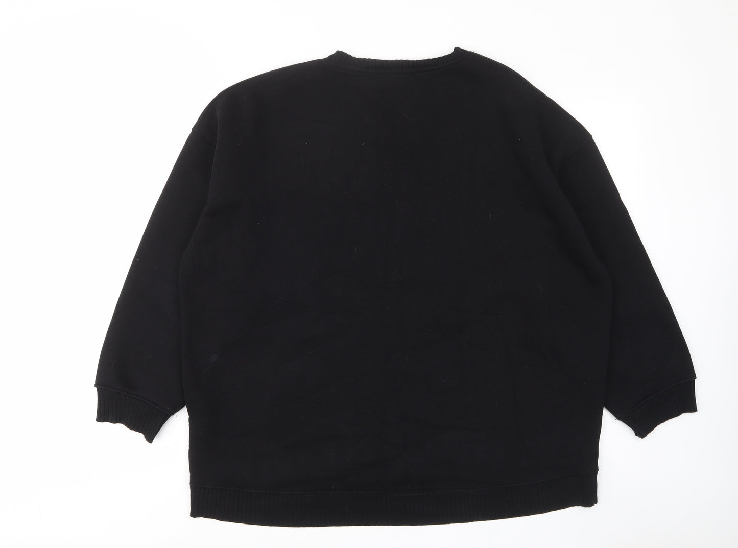 Zara Womens Black Cotton Pullover Sweatshirt Size L Pullover