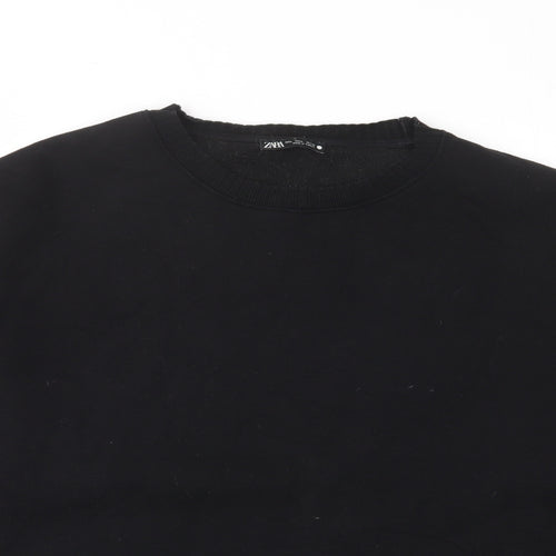 Zara Womens Black Cotton Pullover Sweatshirt Size L Pullover