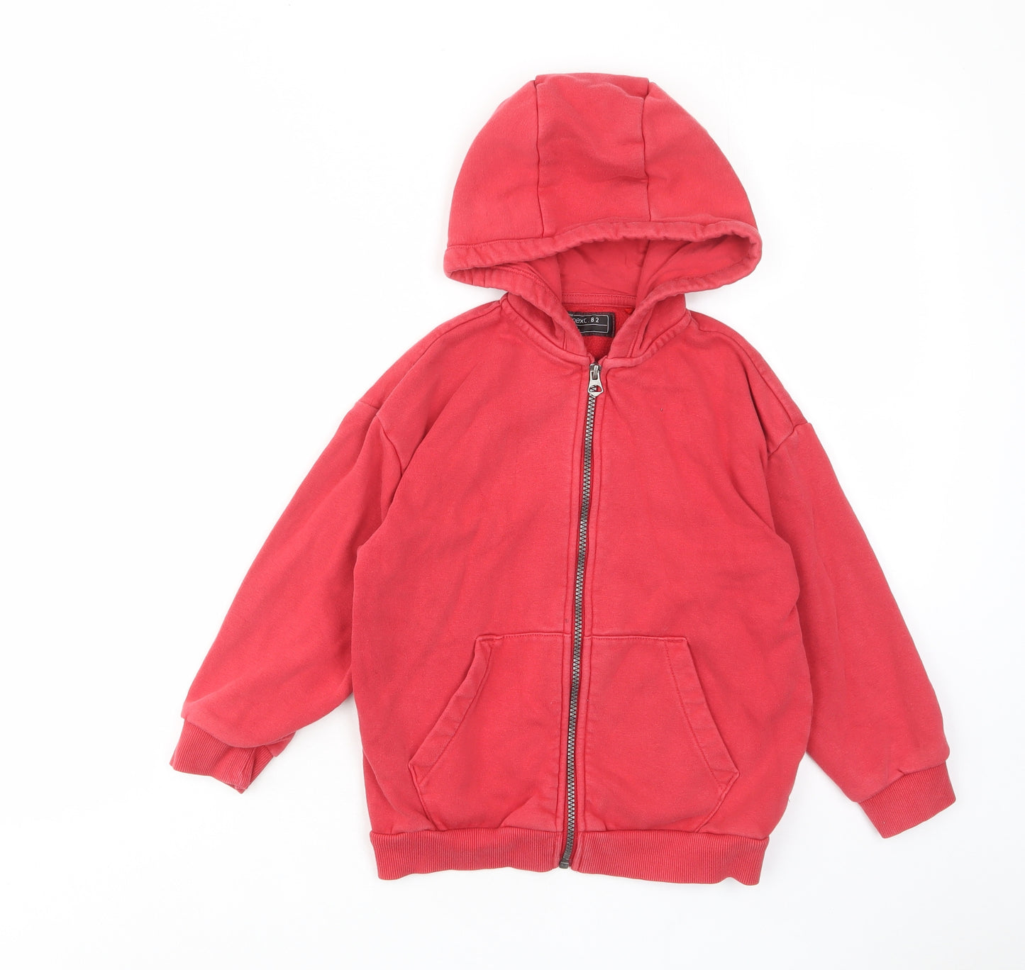 NEXT Boys Red Cotton Full Zip Hoodie Size 7 Years Zip - Pockets