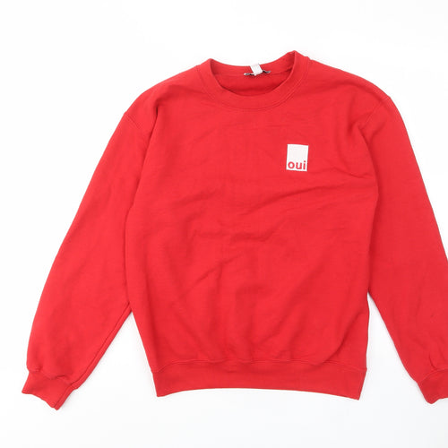 Topshop Womens Red Cotton Pullover Sweatshirt Size S Pullover - Oui, Embroided