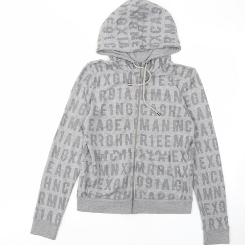 Armani Exchange Womens Gold Geometric Cotton Full Zip Hoodie Size S - Pockets