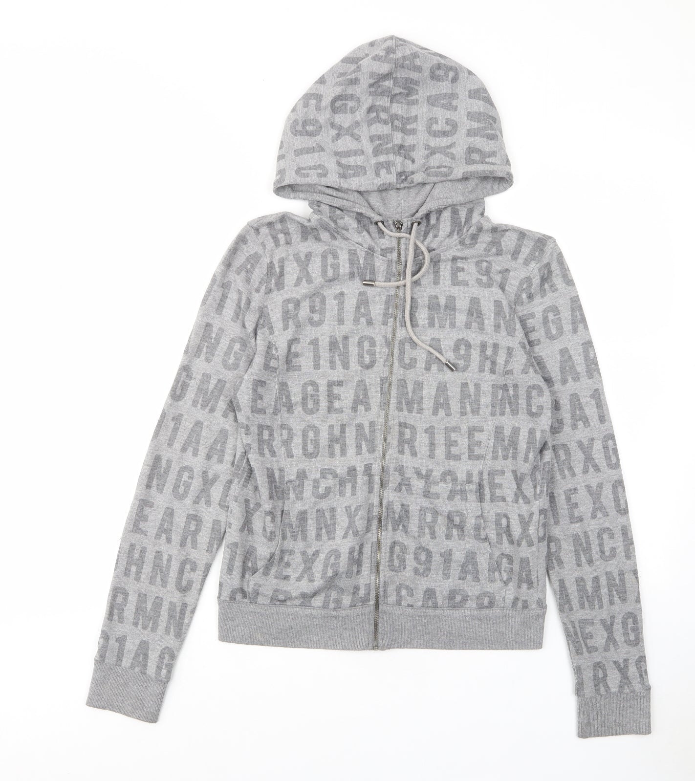 Armani Exchange Womens Gold Geometric Cotton Full Zip Hoodie Size S - Pockets