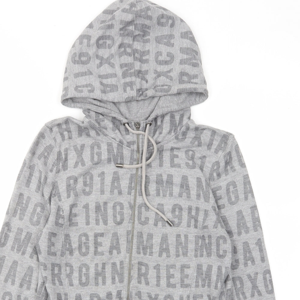 Armani Exchange Womens Gold Geometric Cotton Full Zip Hoodie Size S - Pockets