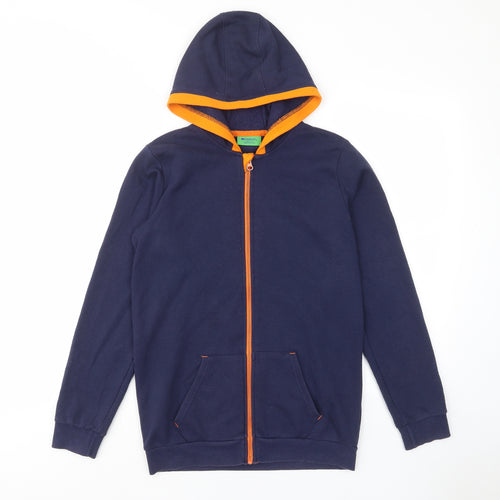 Mountain war' Boys Blue Cotton Full Zip Hoodie Size 13 Years Zip - Pockets