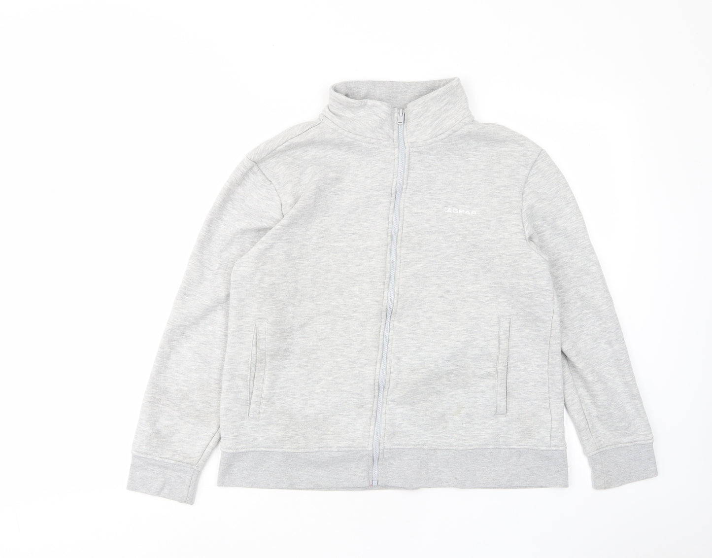 LA Gear Womens Grey Cotton Pullover Sweatshirt Size 14 Zip - Logo, Embroided, Pockets