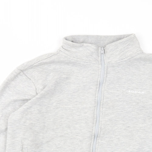 LA Gear Womens Grey Cotton Pullover Sweatshirt Size 14 Zip - Logo, Embroided, Pockets