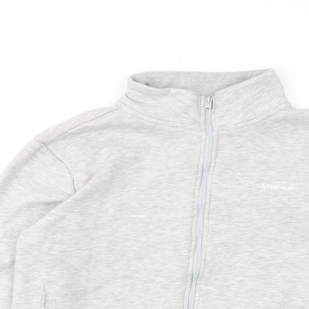 LA Gear Womens Grey Cotton Pullover Sweatshirt Size 14 Zip - Logo, Embroided, Pockets