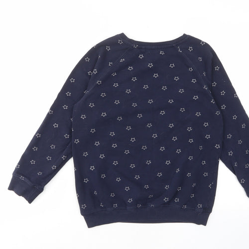 NEXT Girls Blue Geometric Cotton Pullover Sweatshirt Size 12 Years Pullover - Looking Pud