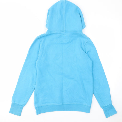 Superdry Womens Blue Cotton Pullover Hoodie Size M Pullover - Pockets, Logo, Embroided