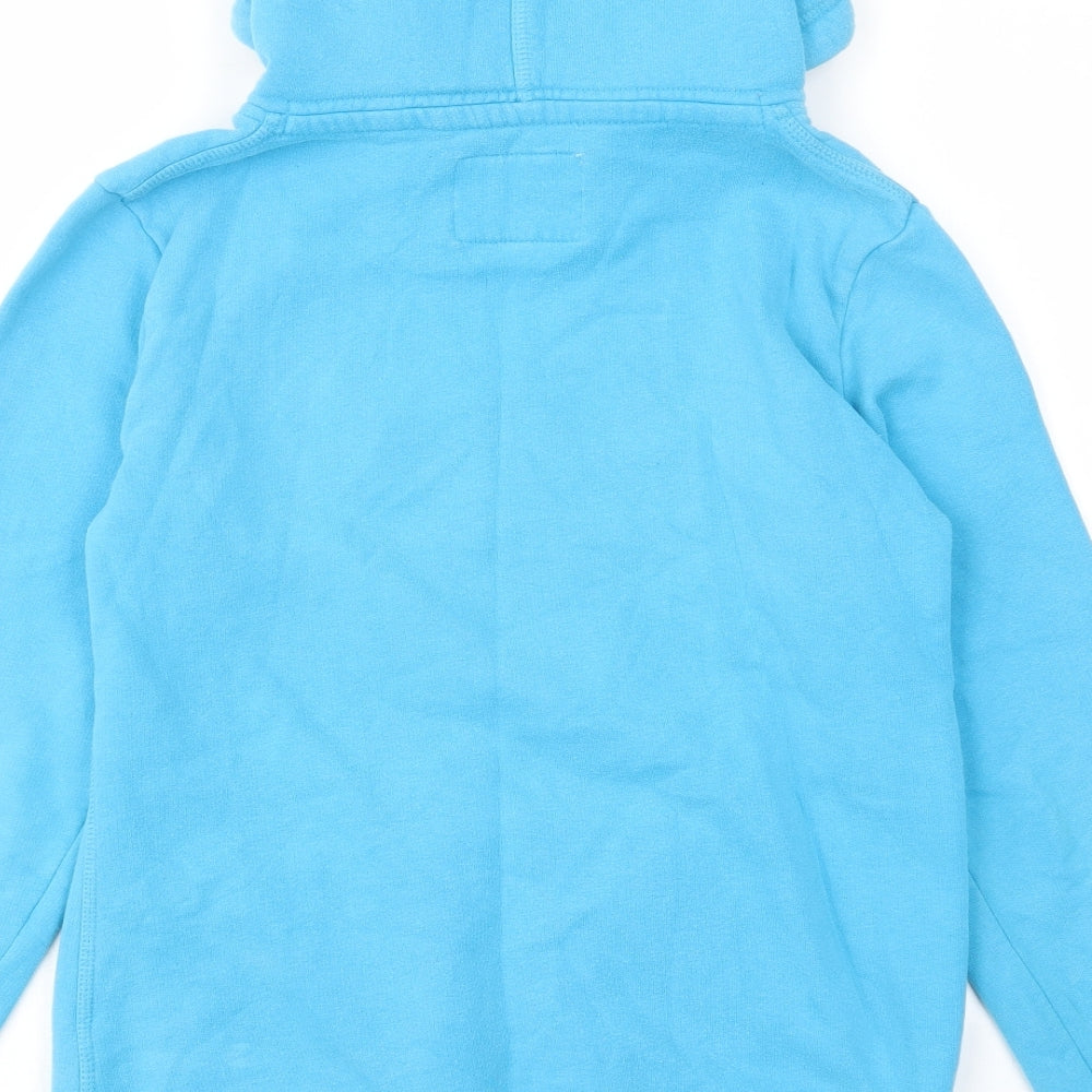 Superdry Womens Blue Cotton Pullover Hoodie Size M Pullover - Pockets, Logo, Embroided