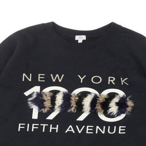 River Island Womens Black Cotton Pullover Sweatshirt Size S Pullover - Faux fur