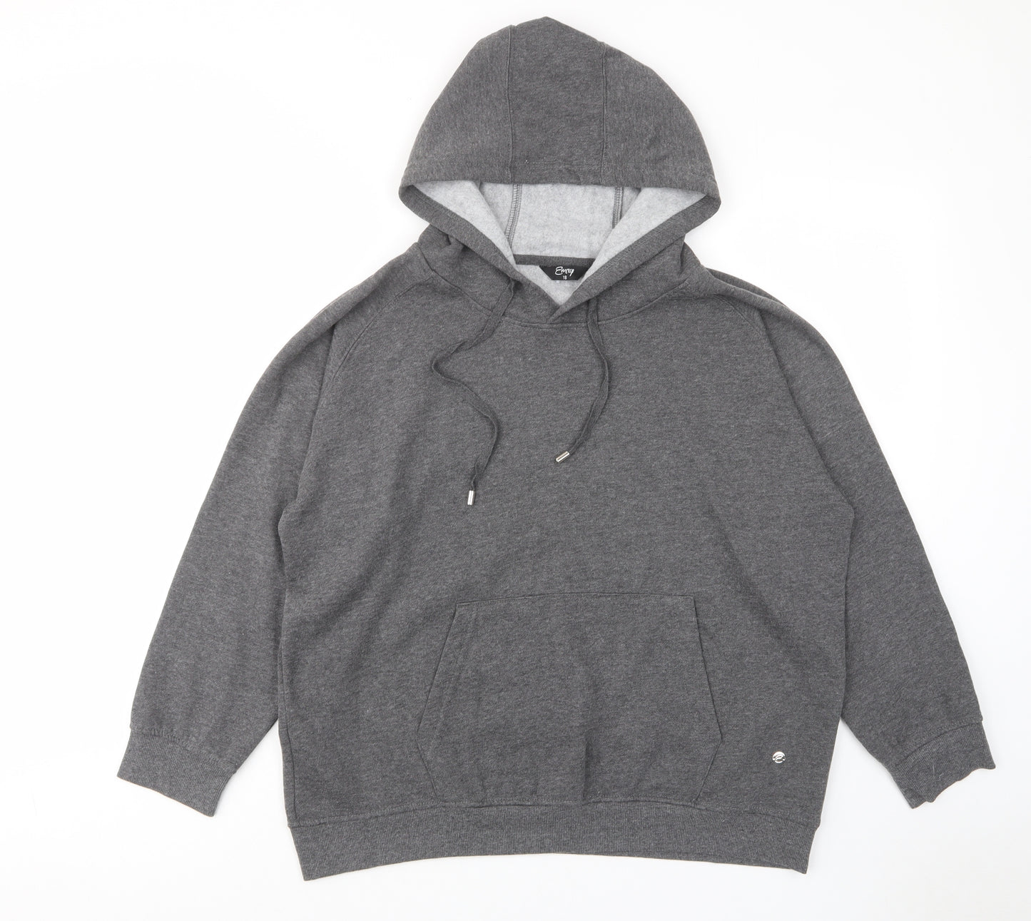Emreco Womens Grey Cotton Pullover Hoodie Size 18 Pullover - Logo, Embroided
