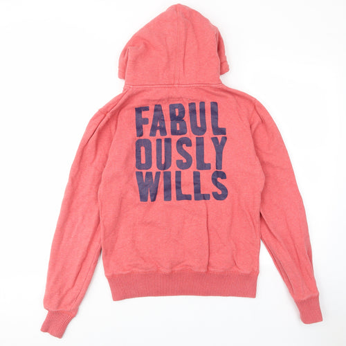 Jack Wills Womens Pink Cotton Pullover Hoodie Size 14 Pullover - Logo, Pockets