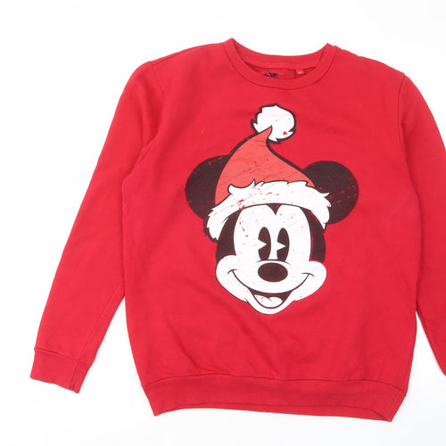 Mickey Mouse Womens Red Cotton Pullover Sweatshirt Size 8 Pullover