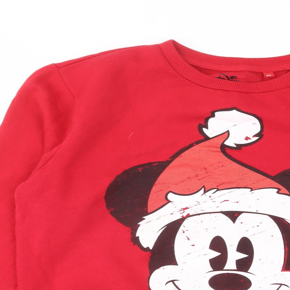 Mickey Mouse Womens Red Cotton Pullover Sweatshirt Size 8 Pullover
