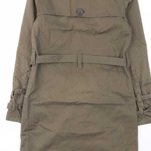 ELLE Womens Green Polka Dot Overcoat Coat Size 10 Button - Pockets, Collared, Buttons, Belted