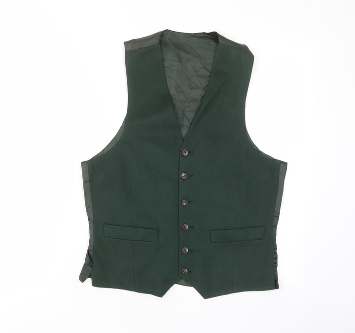 Principles Mens Green Polyester Jacket Suit Waistcoat Size 36 Regular