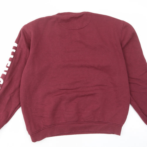 Allen Solly Womens Red Cotton Pullover Sweatshirt Size M Pullover - Logo, Embroided