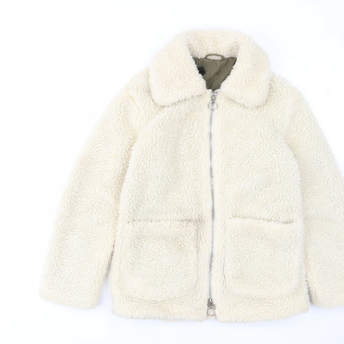Topshop Womens Beige Jacket Size 6 Zip - Pockets, Collared