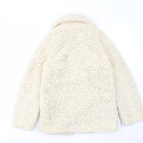 Topshop Womens Beige Jacket Size 6 Zip - Pockets, Collared
